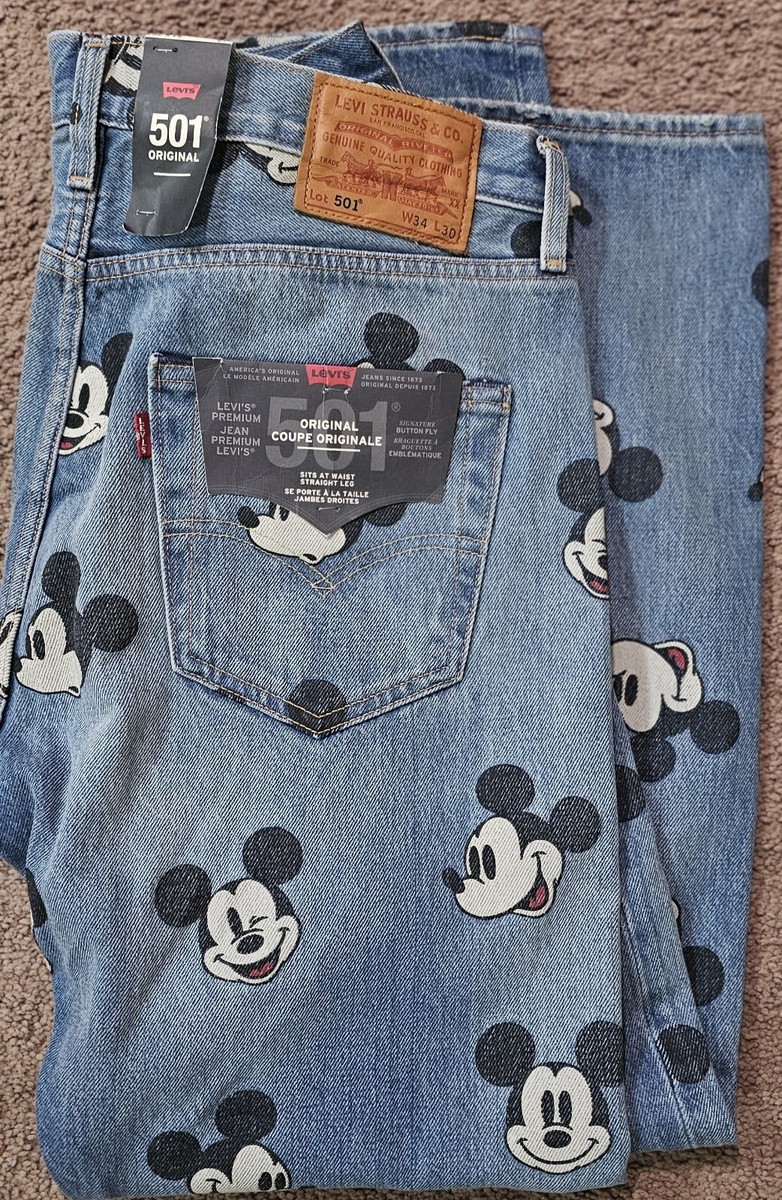 Levi's X Disney Mickey Mouse 501 Original Fit Men's Jeans Size 34