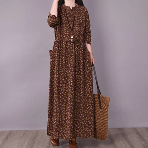 Ladies Long Dress Crew Neck Maxi Dresses Women Kaftan Holiday Sleeve Baggy Loose - Picture 16 of 47