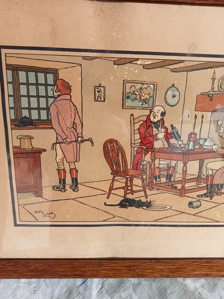 Très Jolie Gravure Harry Eliott 1882___1959.Repas De Chasse.A Voir.Nr - Photo 3/4