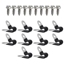 10 x Brake Line Clips Rubber Coated Insulated Cable Clamps for 3/16" Tube Line