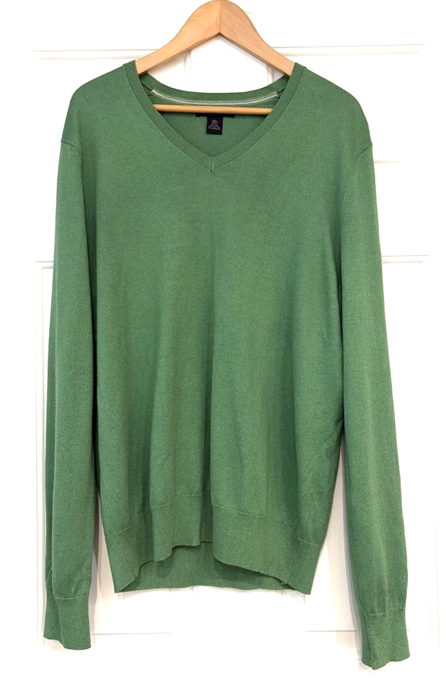 Banana Republic Men’s L Green V Neck Sweater Cashmere Silk Cotton Luxury Blend