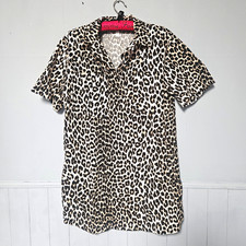 Women’s H&M Beige/Black Leopard Animal Print Collared Shirt Dress Cotton S