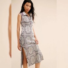 Anna Sui Opalescent Knit Polo Dress Navy Multicolor Women's Size Large