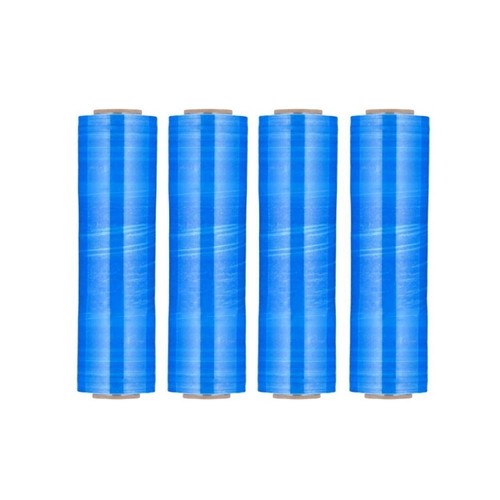 Envoltura elástica de plástico azul para manos de 18" x 1000' x 100 Ga material de embalaje película 4 Rls - Imagen 3 de 10