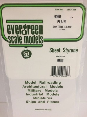 Evergreen 9060 Plasticcart Sheet Plain 150x300x1.5mm (1) Polystyrene Modellbau