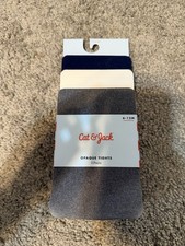 Cat Jack Opaque Tights 3 Pairs Gray White Navy Size 6-12M Unisex Baby