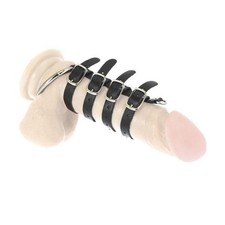Penisbondage aus Leder mit Metallring für heiße BDSM-Spiele