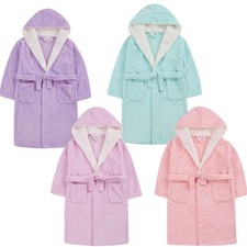 Girls Dressing Gown Childrens Fleece Kids Infant Junior Toddler Robe Age 2-13