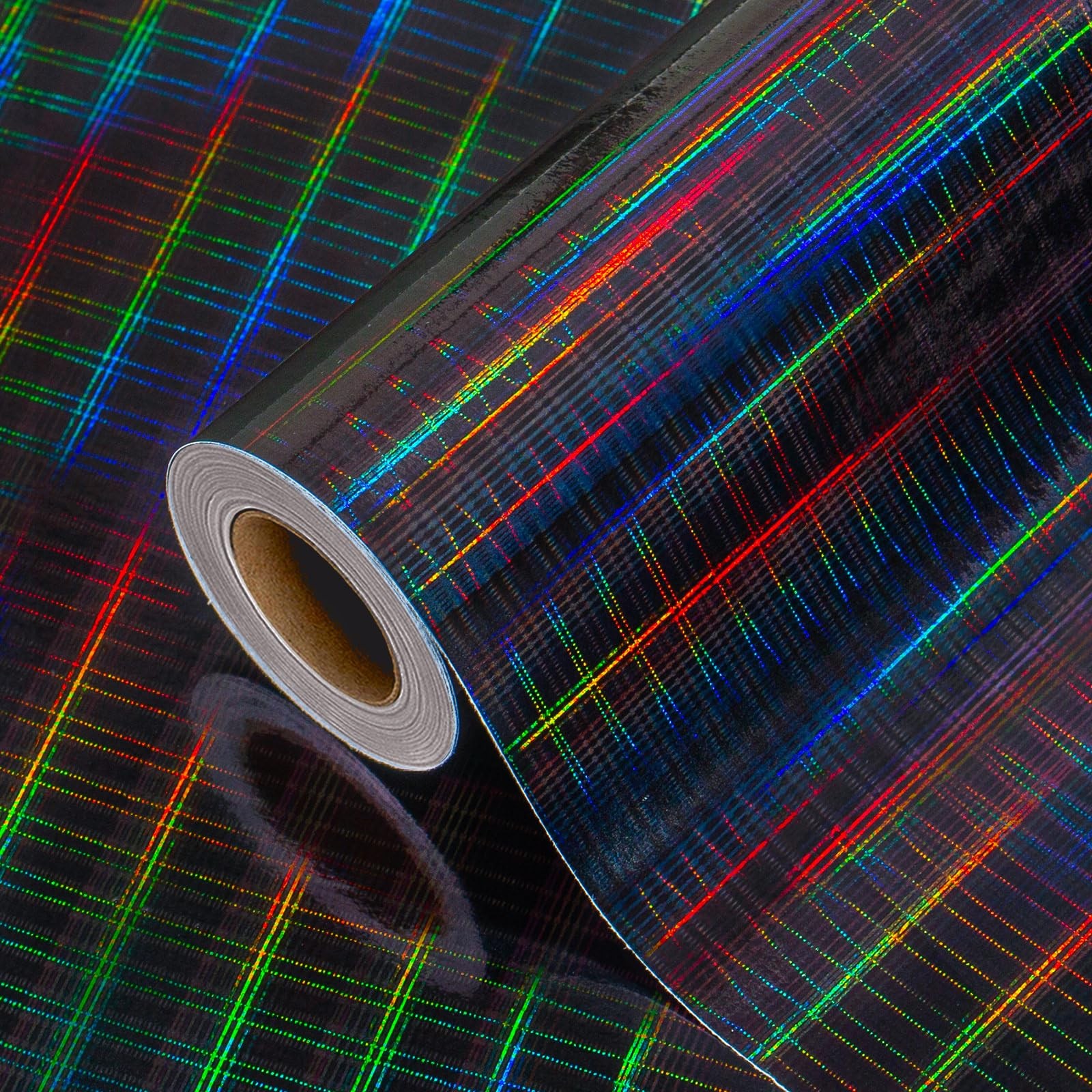Holographic Gift Wrap Paper,Black Metallic Stripe,Christmas 