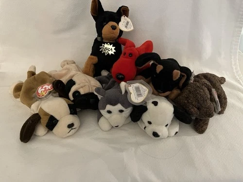 Vintage Ty Beanie Babies Lot of 8 Dogs - All With Tags (Never Played With!)