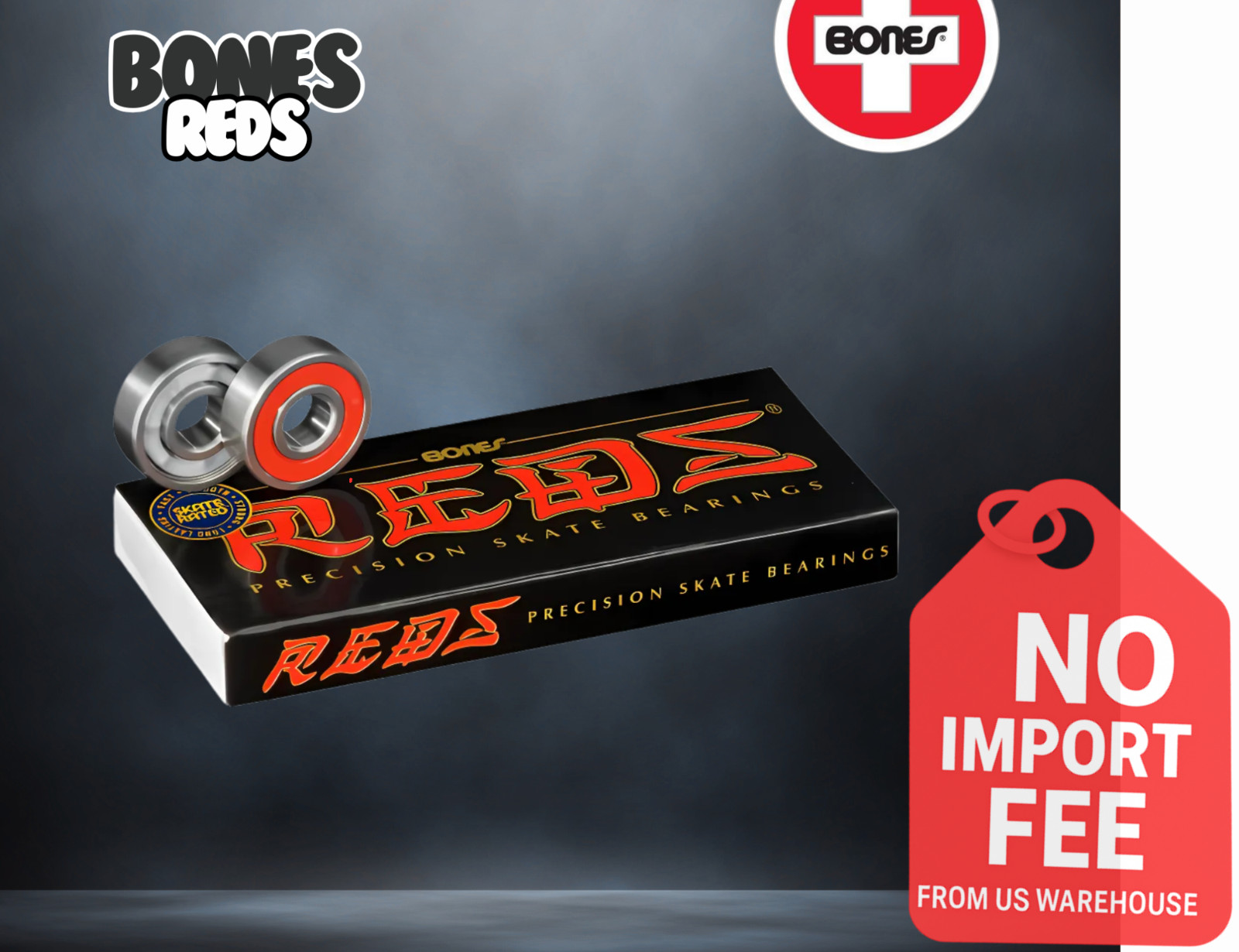 Bones Reds Precision Skateboard Bearings 8 Pack Skate Rated 