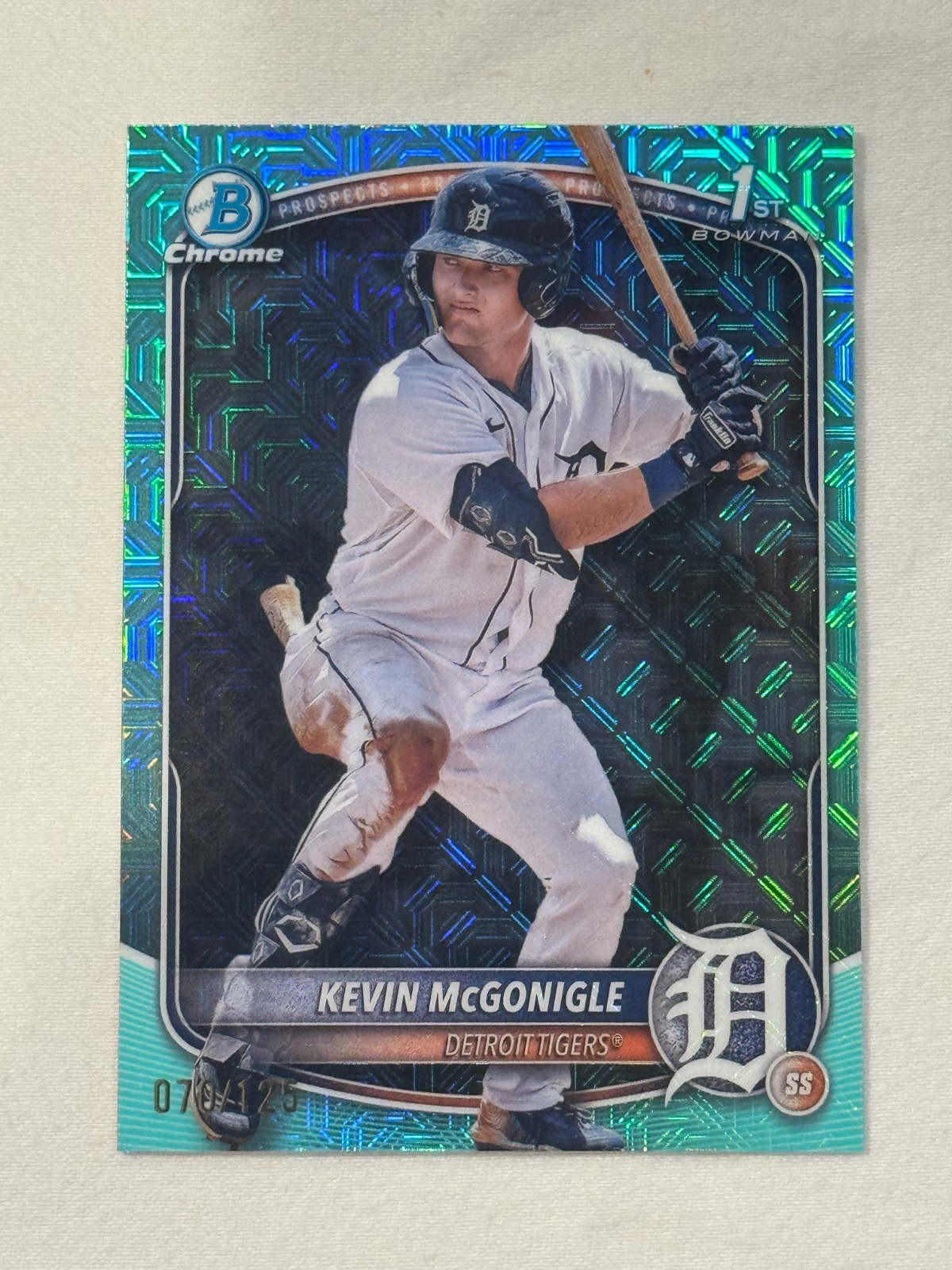 2025 Bowman Chrome Kevin McGonigle 1st Bowman Aqua Mega Box Mojo /125 Detroit