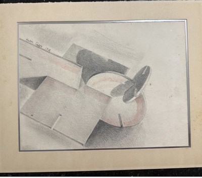  Nam Gabo drawing signed and dated 1910 with gallery seal from Bulgaria