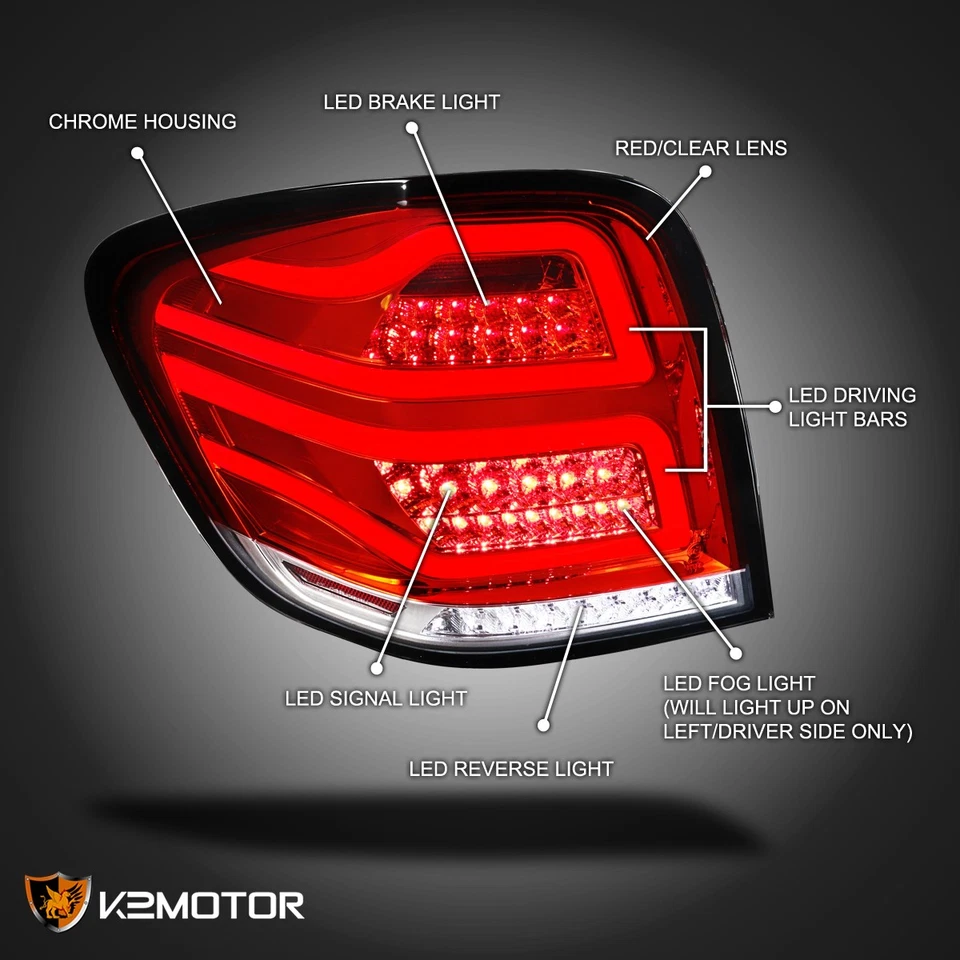 Red Fits 2006-2011 Mercedes Benz W164 ML350 ML450 LED Bar Tail Lights Brake Lamp Foto 3 de 4