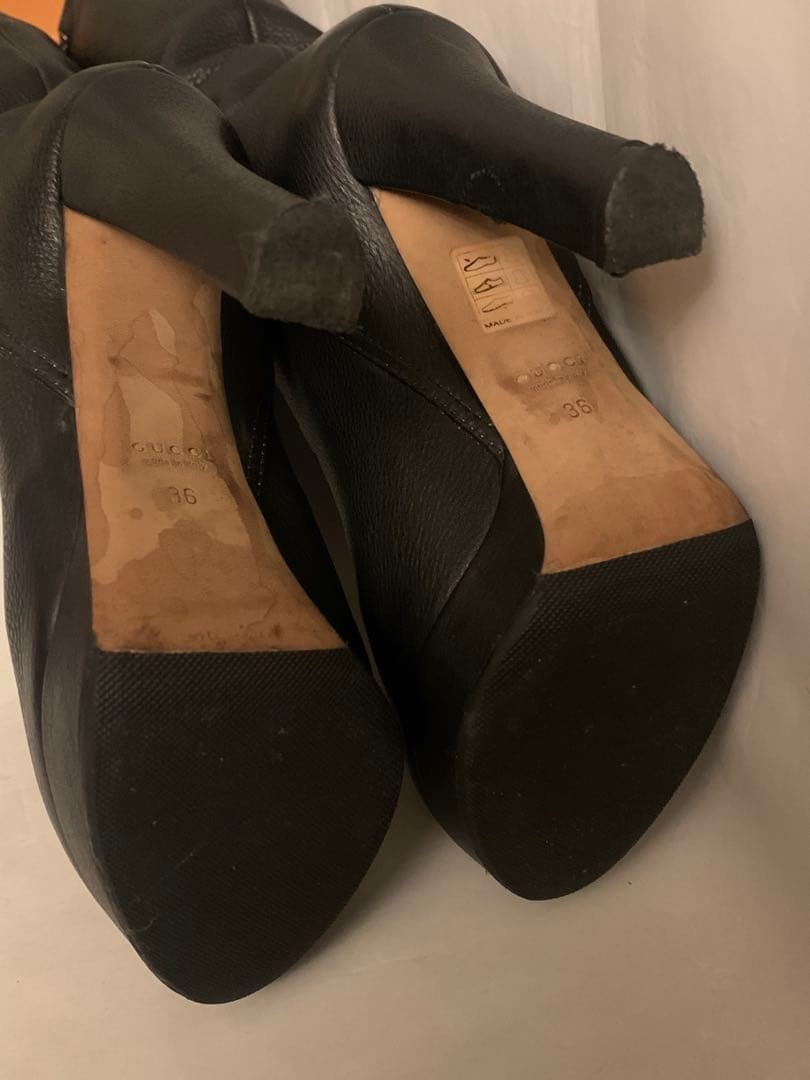 GUCCI Boots Heel Long Leather Black EU36/US6 116444c thumbnail 22