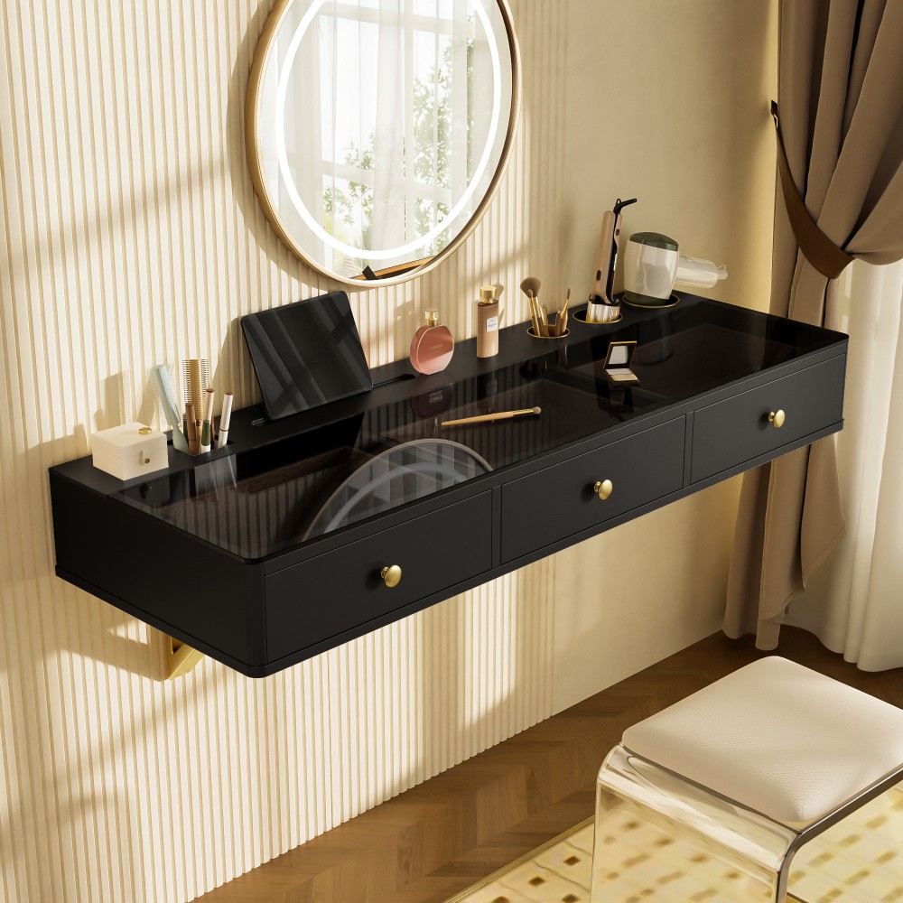 47 in Floating Shelf Multi-Purpose Wall-Mounted Vanity Table Mounted Desk