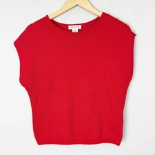 Rachel Zoe Red Cap Sleeve Sweater Gold Buttons Coastal Nautical Sz Medium Womens