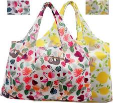 2 PCS Large Foldable Tote Reusable Grocery Bags Eco-Friendly Folding Tote Shoppi