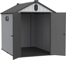 Outdoor Storage Shed, 6X8Ft Resin Garden Waterproof Tool Bike Shed with Slooping