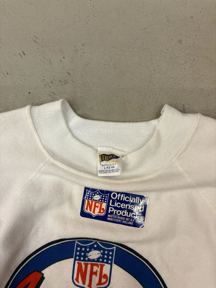 Vintage 1988 NFL Bears vs Vikings Göteborg Sweden Volvo Crewneck Trench sz Large - Image 3 of 4