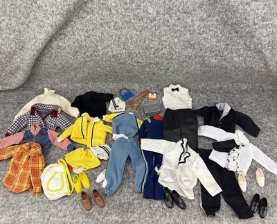 Vintage Lot Of KEN DOLL Clothes, Shoes & Accessories ~ Golf Clubs, Suitcase (E)