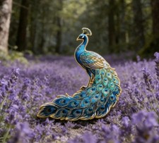 Schillernde grüne Farbverlauf bunte Emaille Pfau Brosche