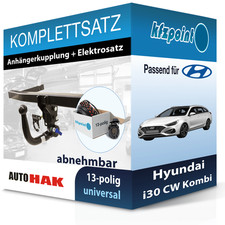 Für Hyundai i30 CW Kombi 18- AUTO HAK Anhängerkupplung abnehmbar + 13polig AHK