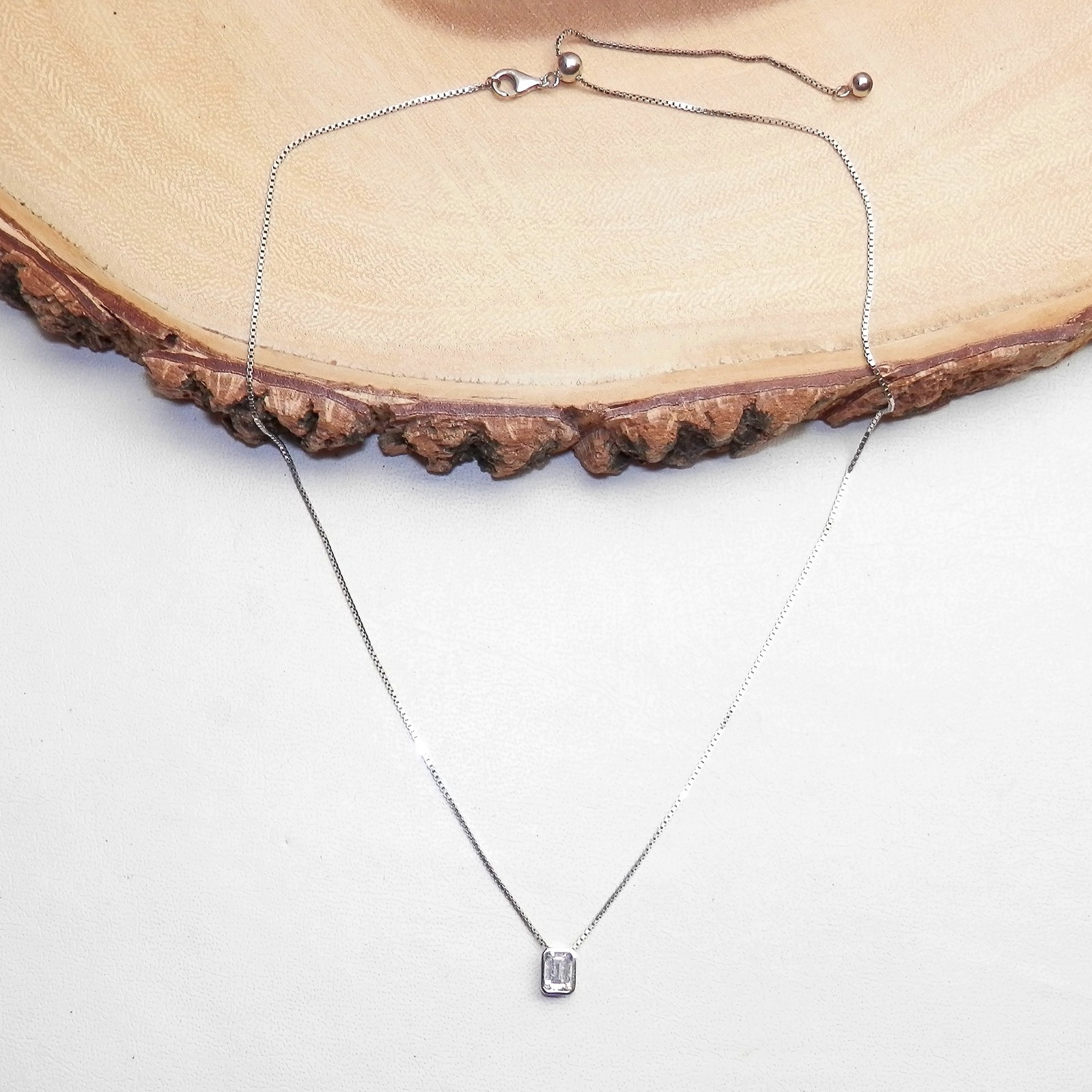 20" Sterling Silver 925 Rectangular Emerald Cut  … - image 1