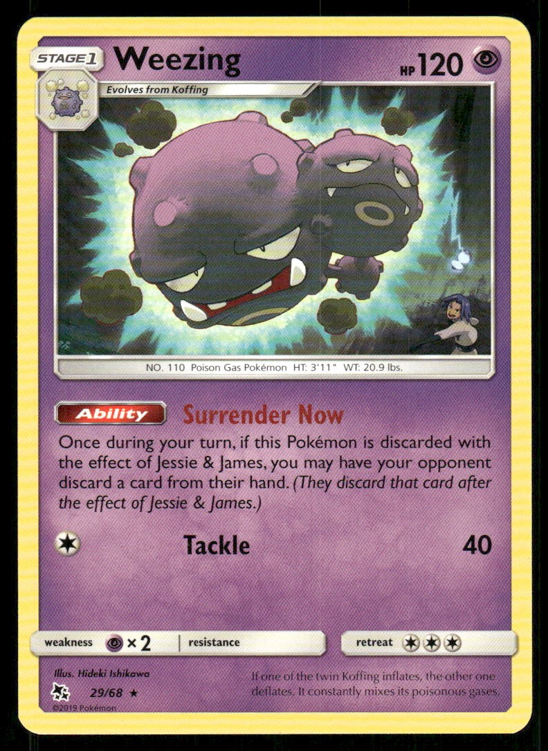Weezing 29/68 Rare Hidden Fates Pokemon Lightly Played