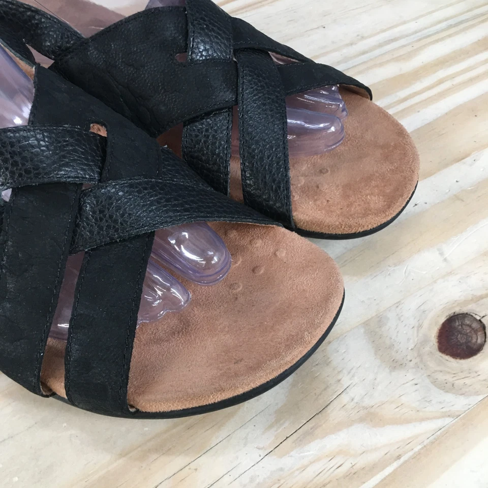Sandalias Vionic para mujer 9,5 Eira con cordones negras cómodas informales punta abierta parte superior baja Foto 3 de 4
