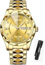 Reloj de pulsera de acero inoxidable para hombre Oro Negro Dorado Lujo Esqueleto