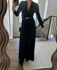 Elegant Black Fitted Maxi Dress Long Sleeve V Neck Size Small NWT