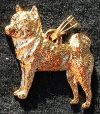 Shiba Inu Dog 24K Gold Plated Pewter Pendant Jewelry USA Made
