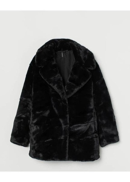 Women & Other Stories Coat Black Faux Fur 38 / M / #3GKT