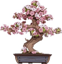 Rolife 3D Wooden Puzzle Flower for Adults, DIY Sakura Bonsai Tree Plants for Hom