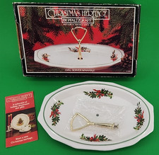 Vintage Pfaltzgraff Christmas Heritage 12" Oval Serving Platter w/ Handle NOS