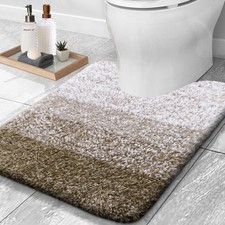OLANLY Luxury U-Shaped Toilet Rug 24x20 - Soft, Absorbent Microfiber Bath Mat
