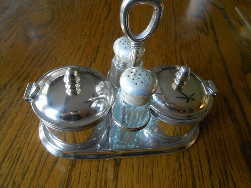 UPRR Union Pacific Railroad 1955 Dining Car condiment set 5 pieces silver plated