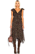 ULLA JOHNSON Dania Dress in Jet, Shoulder Tie Detail, Side-Zip, size 4