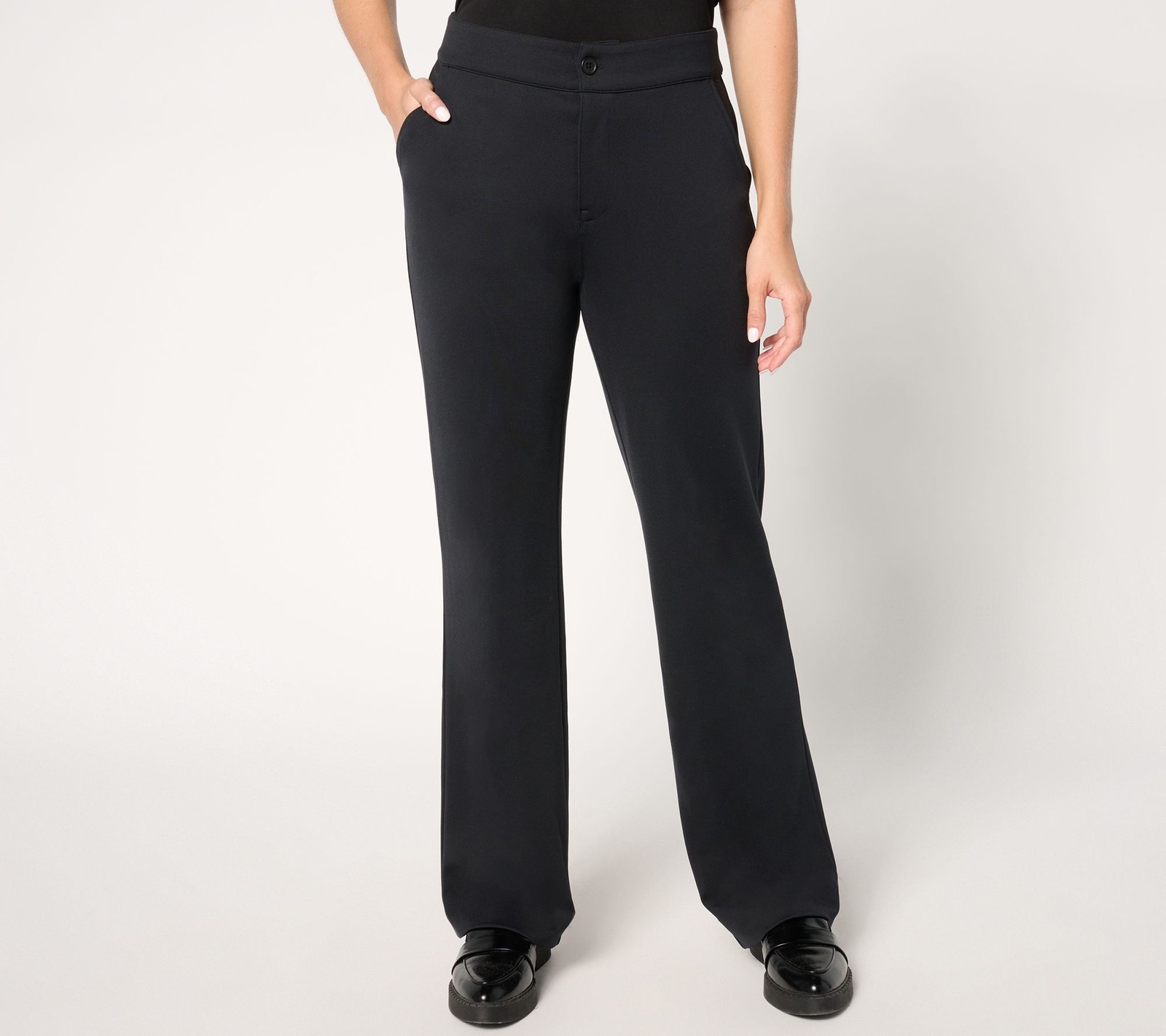 Carla Rockmore Collection Women's Pants Sz 12 Crepe Ponte Trouser Black A670425
