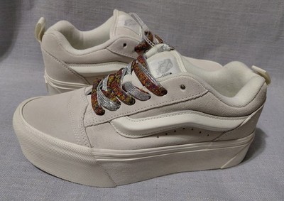 NWOB VANS Knu Stack Platform Sneaker White Low Top Unisex Women US 7.5 Men 6