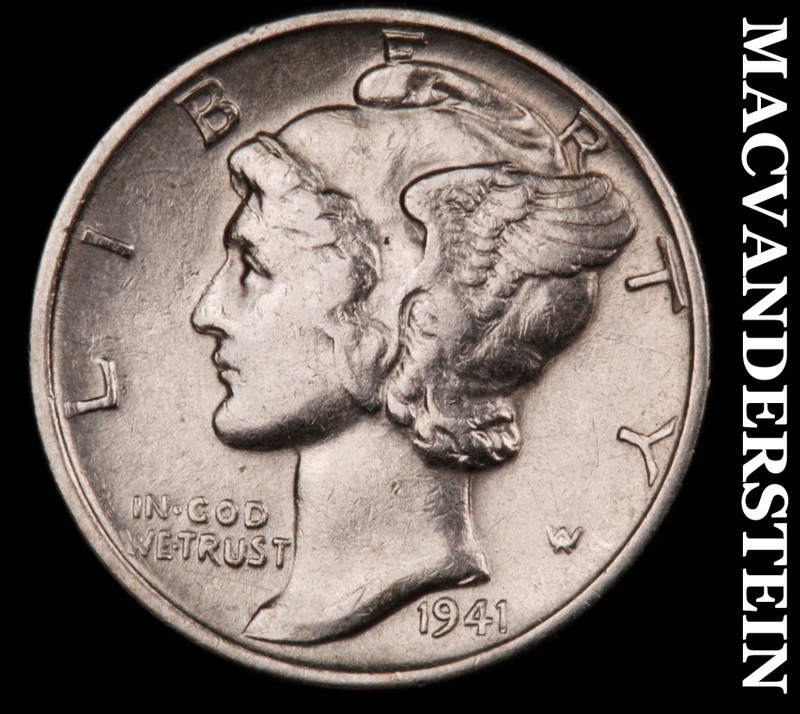 1941 Silver Mercury Dime - Scarce  High Grade  Lustrous  No Reserve  #M565