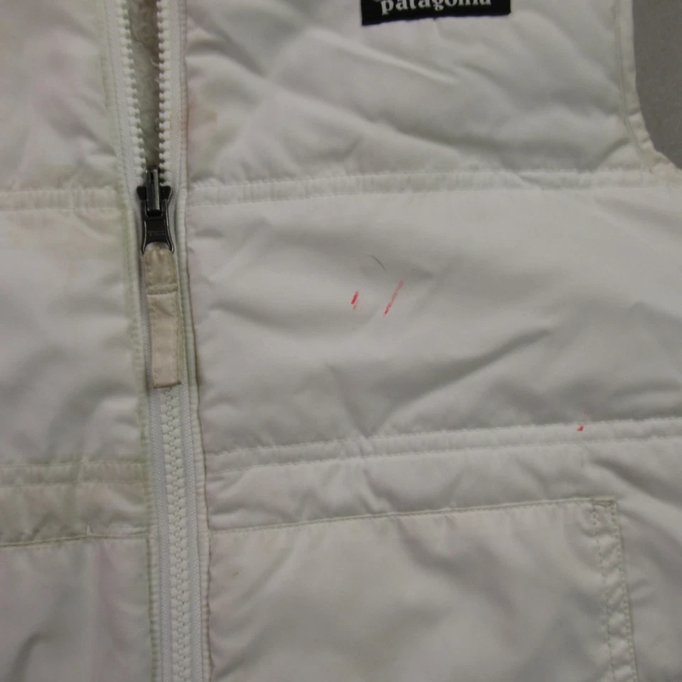 Patagonia 背心女式小号无袖全拉链户外轻便象牙色连帽 — 第 3/4 张图片