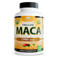 Organic Maca 1900 MG per serving 150 vegan capsules Peruvian Maca Root