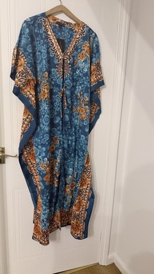 Look Glam durchgehender Kaftan Kimono Überwurf-frei. Brust-31'' - blau, orange