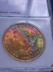 1921- P Morgan Silver Dollar   MS++ . PCI  SLAB/ VIBRANT COLORS