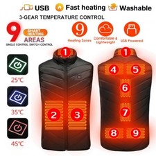 9-zone Electric Heating Vest Unisex 3-speed USB Charging Warm Jacket Heated Tops