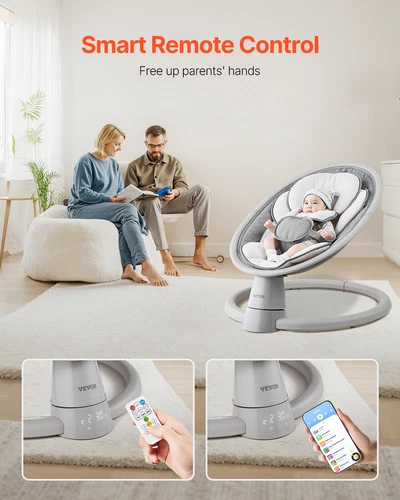 VEVOR Columpio para Bebés con 5 Velocidades Control Remoto 690 x 610 x 520 mm - Imagen 4 de 12