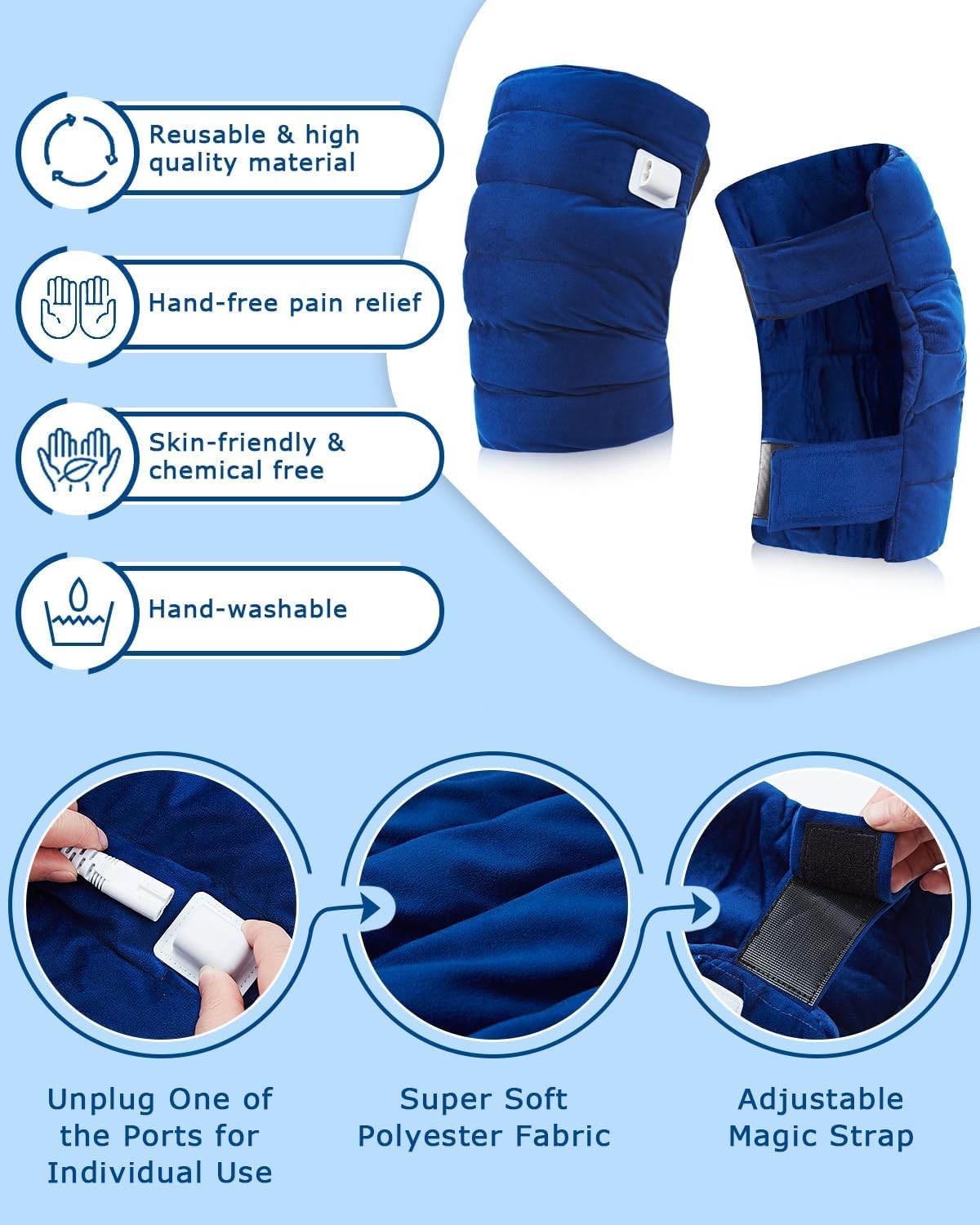 Knee Heating Pad for Arthritic, 2PCS Super Soft Electric Heat Pad for Leg, 20s F
