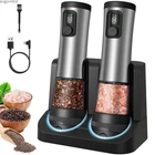 Rechargeable Gravity  Electric Salt & Pepper Grinder Set Automatic Mill Shaker